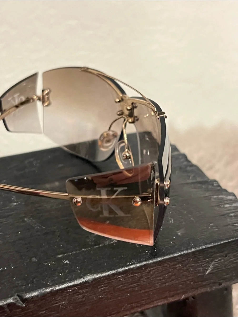 Calvin Klein Rimless Shield Sunglasses in Smoke Gradient